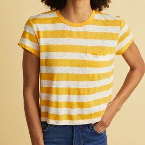 MARINE LAYER CROP YELLOW STRIPE TEE